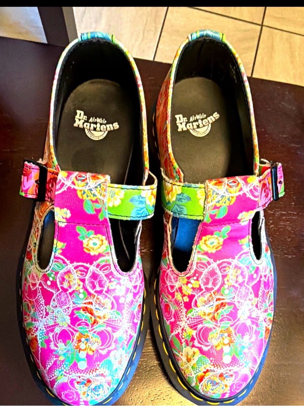 Dr. Martens woman Bright Pink Floral Mary Janes size 6